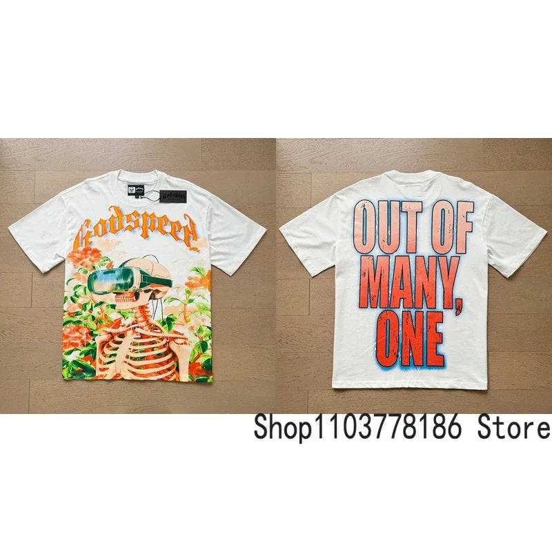 White Godspeed Tee Unisex Classic Holiday Scenery Print T-Shirt