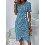 Spring Floral Dress For Women V Neck Long Sleeve