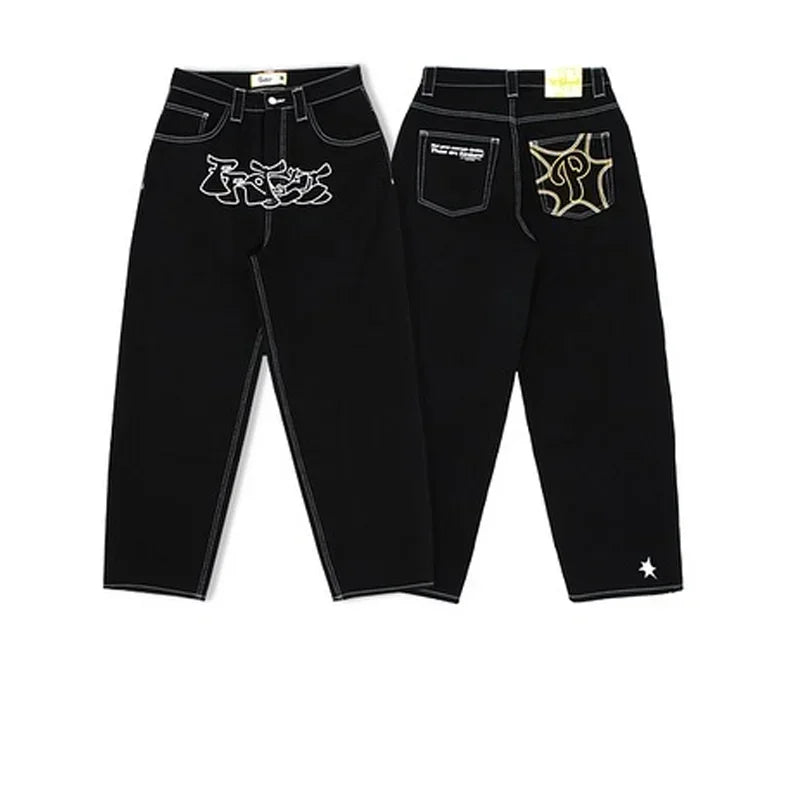 Gothic Harajuku Y2K Baggy Jeans for Men Streetwear Trousers