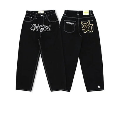 Gothic Harajuku Y2K Baggy Jeans for Men Streetwear Trousers