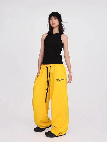 Women's Yellow Print Hip-Hop Sweatpants