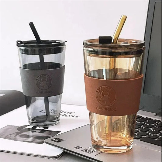 Coffee Straw Cup With Lid Heat-Resistant Water Bottle Beer Drinkware Coffee Mug