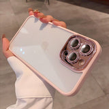 Diamond Transparent Case For iPhone 14 13 12 11 Pro Max Plus Lens Protection Shockproof Bumper Cases Cover - xinnzy