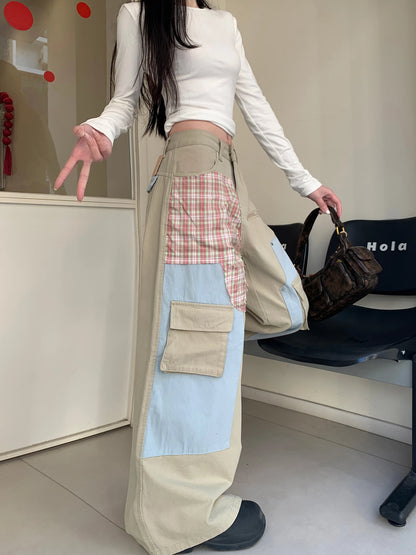 High Waist Patchwork Ripped Jeans for Women