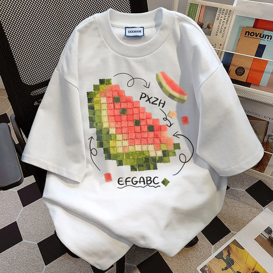 Watermelon Print T-Shirt Women Summer Loose Harajuku Top