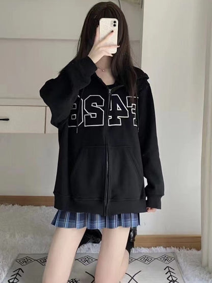 Vintage Hoodies Women Oversized Sweatshirts Grunge Casual Long