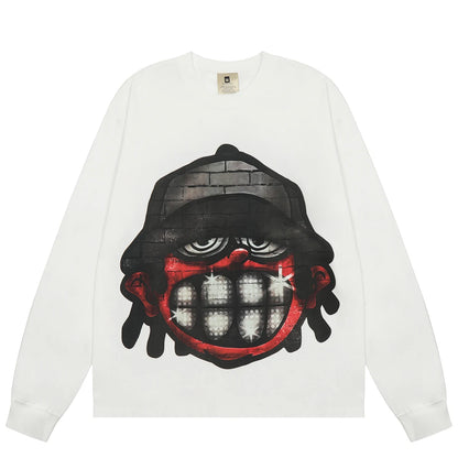 Men Brick Head Cartoon Graphic Sweatshirt