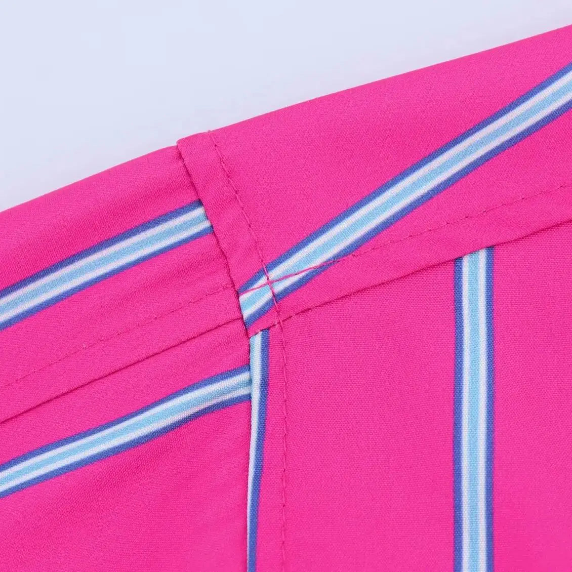 Women's Striped Print Blouse Loose Lapel Long Sleeve Single Breasted