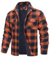 Men’s Plaid Flannel Shirt Jacket – Quilted Lined Winter Cotton Coat with Multi Pockets