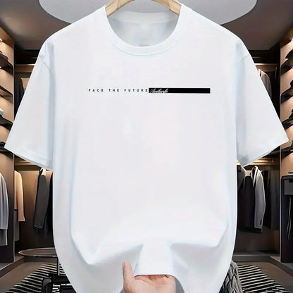 Summer Cotton Casual Loose Letter Print Round Neck Short-sleeved T-shirt