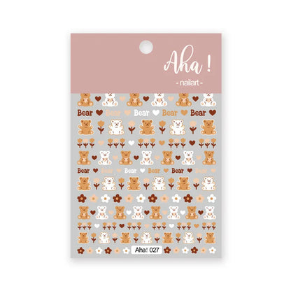 Cute Cartoon Nail Art Stickers Featuring Bears Rabbits Flowers & Pandas