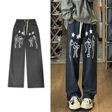 Gothic Star Print Baggy Jeans Herren Y2K Streetwear