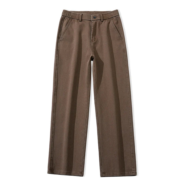 Mens Lyocell Elastic Waist Jeans Straight Leg Loose Fit Plus Size