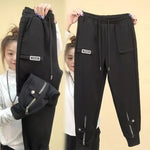 Velvet Harem Pants Elastic Waist Zipper Fly For Autumn Winter