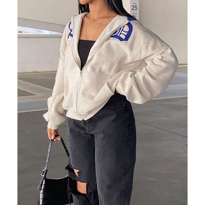 Hoodie Kpop Streetwear Women Vintage Casual Pocket Graphic