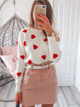 Kawaii Fashion Sweater 2023 Spring Embroidered Heart for Women