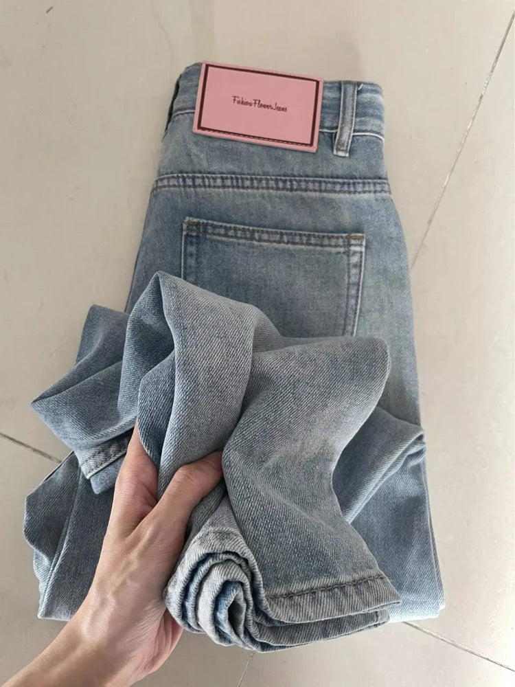 Women’s Baggy Wide Leg Jeans Vintage Low Rise Punk Denim Pants