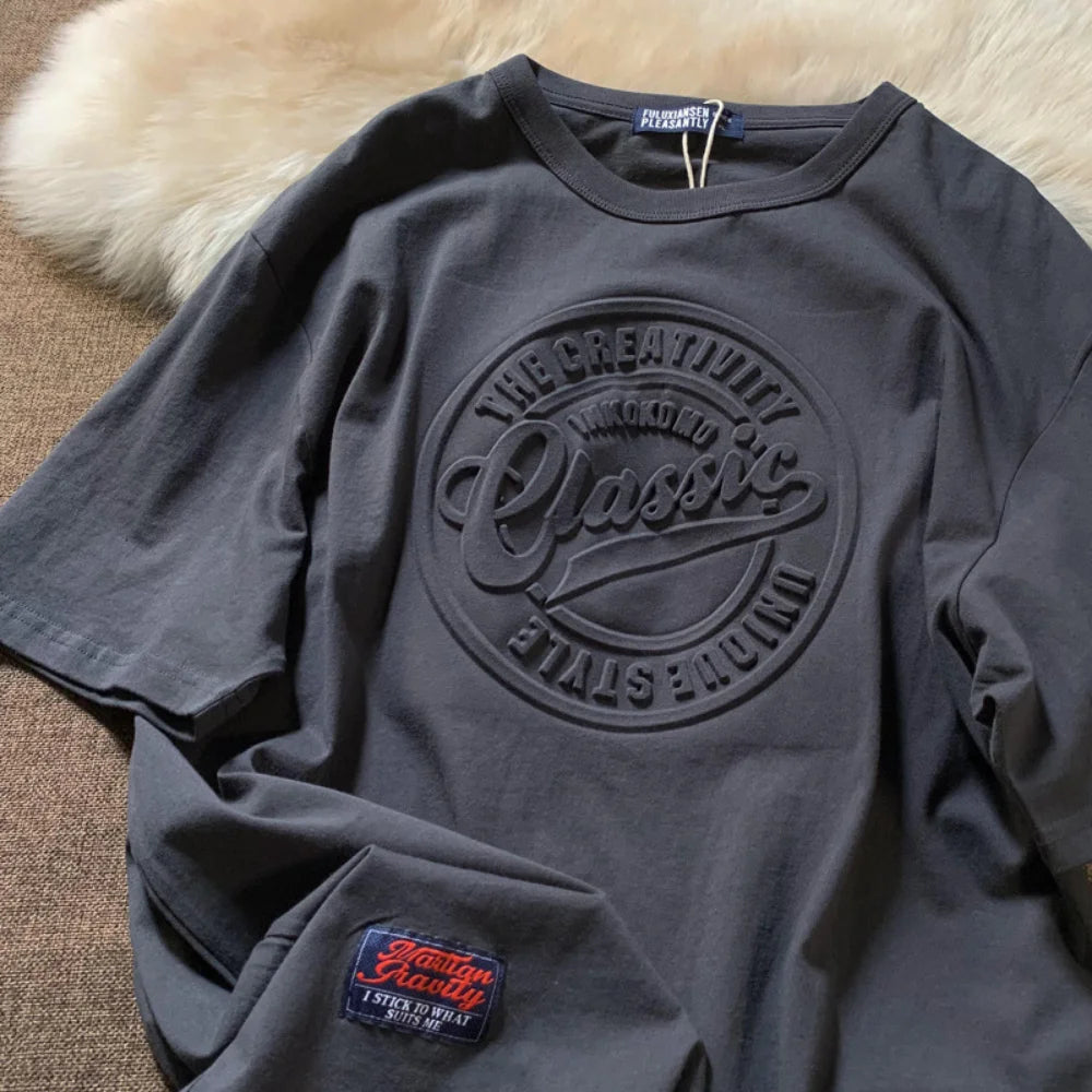 Vintage 3D Print Steel Seal Print Mens Short-sleeved T-Shirt Casual