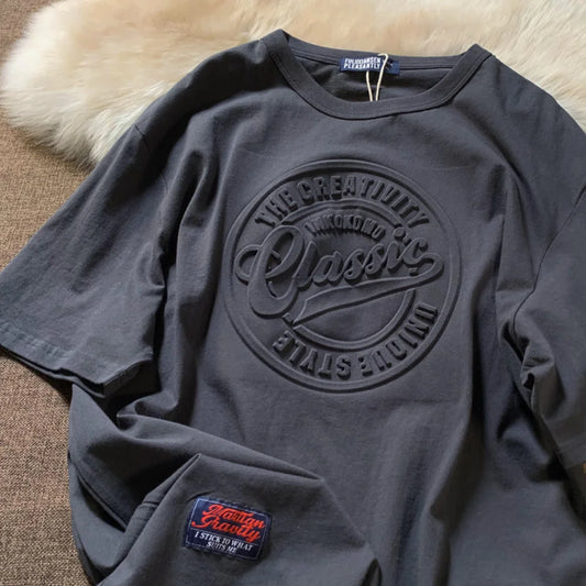 Vintage 3D Print Steel Seal Print Mens Short-sleeved T-Shirt Casual