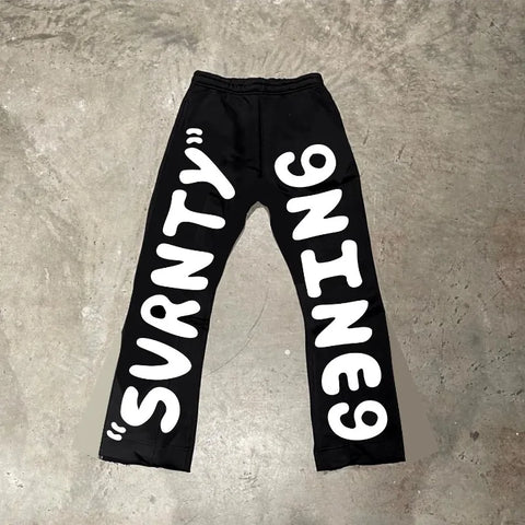 Gothic Letter High-Waist Pants: Y2K Street Hip-Hop Chic