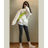 Sweater Round Neck Solid Color Korean Version Baggy Plush Thick Pullover Top Without