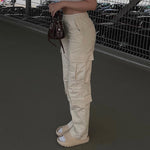 Cargo Pants Vintage Y2k  Women Fashion Streetwear Pockets Wide