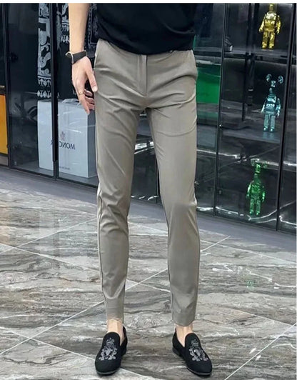 Trendy Men's Slim Fit Suit Pants Casual Business Straight Trousers