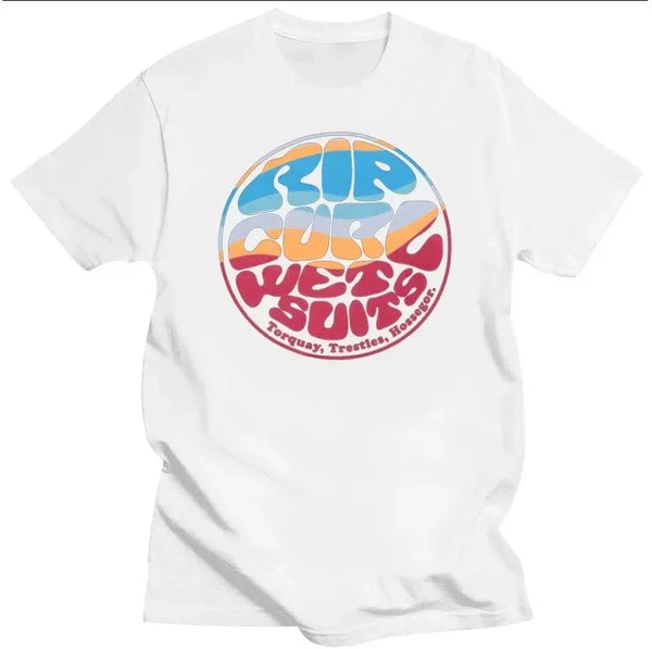 Men's T Shirts Rip Curl Print Short Sleeve Vintage