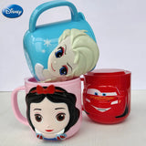 Disney Mickey Stitch kids Cup With Lid Milk Mug Frozen Elsa 3D Cartoon