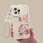 Cartoon bear bracelet soft silicone Phone Case for iPhone flower Cover