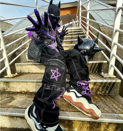 Men Fashion Harajuku Trend Jeans Printed Casual Streetwear