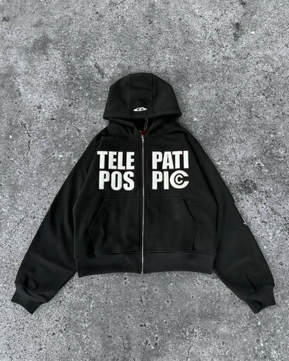 Telepathy Design Graphic Zip-Up Men Hoodie