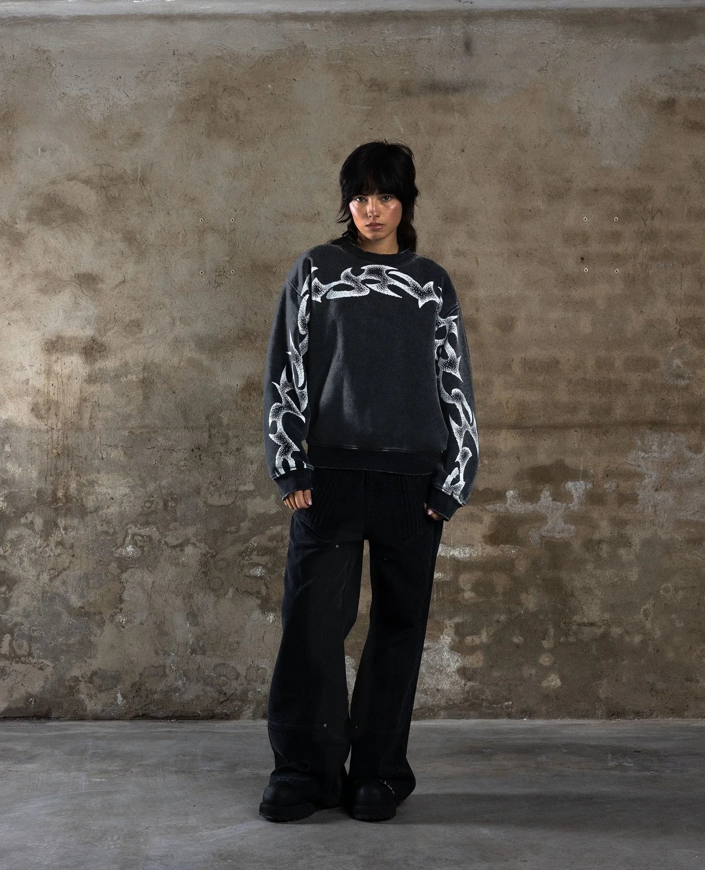 Tribal Crewneck Blade Print Men Hip Hop Sweatshirt