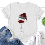 Christmas Red Wine Glass Print Cozy T Shirt