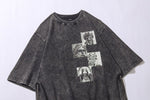 Vintage T-Shirt Men Statues Print  Zipper Casual Cotton Shirts Top - xinnzy