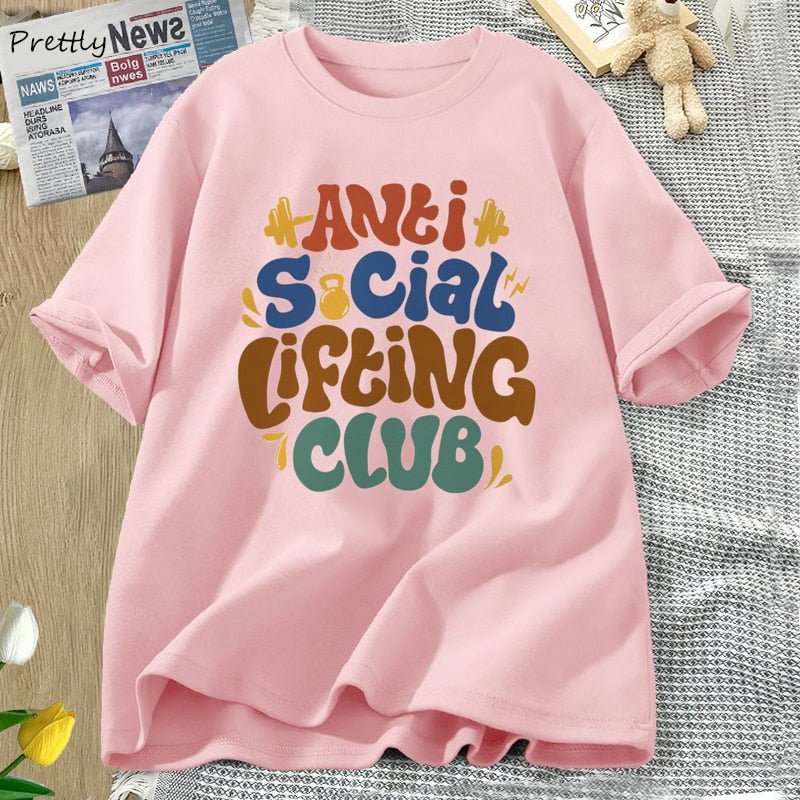 Women's Streetwear T-shirt with Anti Social Lifting Club