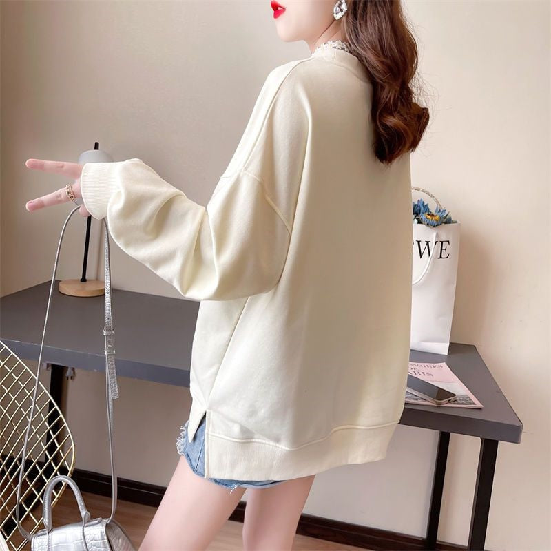 Embroidery Oversized Streetwear Female Sweatshirt Pullover