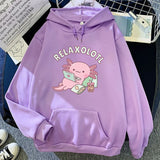 Axolotl Boba Milk Tea Hoodies für Frauen Kawaii Streetwear