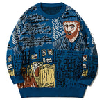 Graffiti Van Gogh Print Sweater Loose Pullover Winter