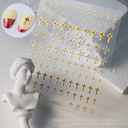 3D Gold Heart Nail Art Stickers