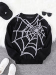 Men Spider Web Knit Pullover Sweater