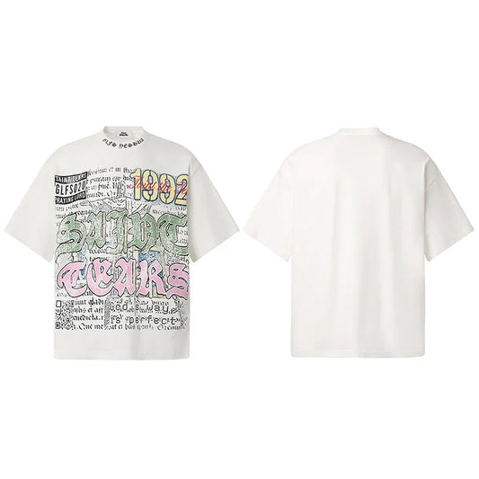 Men Hip Hop Oversized T-Shirt Gothic Graffiti