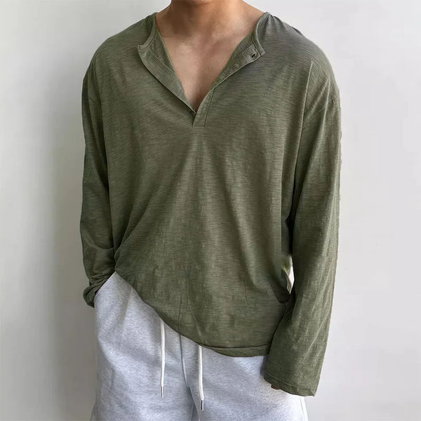 Mens Cotton Long Sleeve Tshirt Korean Harajuku Oversized Soft Top