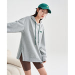 Women Hoodies Streetwear Loose Letter Print Split Hem Casual Chic Pullover