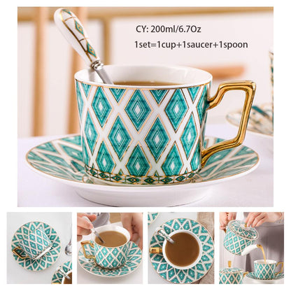 Coffee Cup Saucer Spoon Set Ceramic Mug Tea Cup Cafe