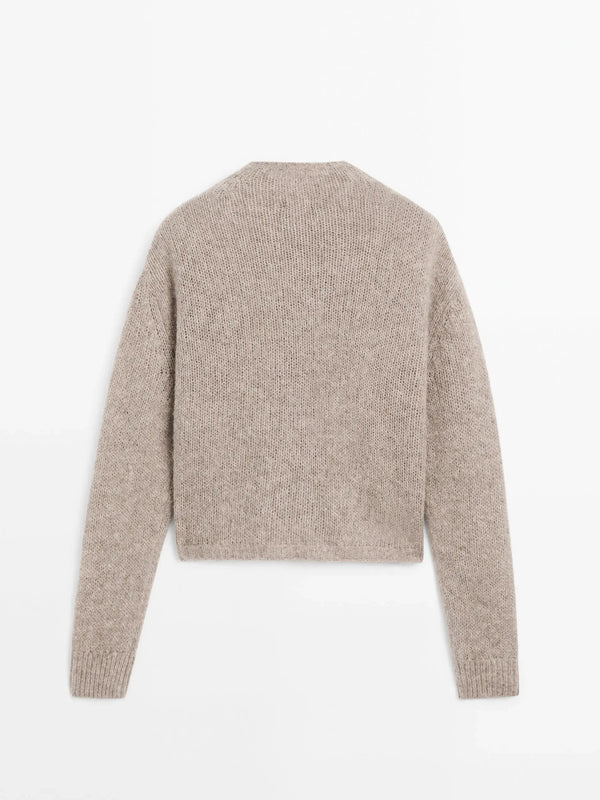 Womens Mock Neck Knit Cardigan Minimalist Spring Casual Sweater