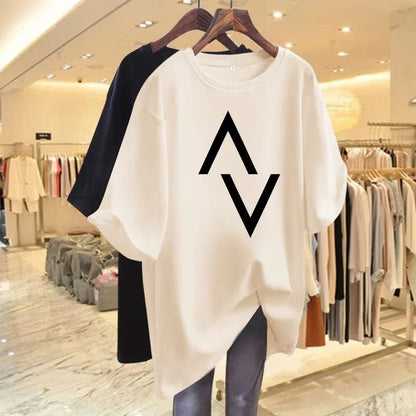 Elegant Summer Tshirt Women Loose Fit Cotton Casual Top