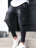 Jeans Men Slim Fit Denim High Quality Sweatpants Hip hop Trousers Jogger Pencil Pants - xinnzy
