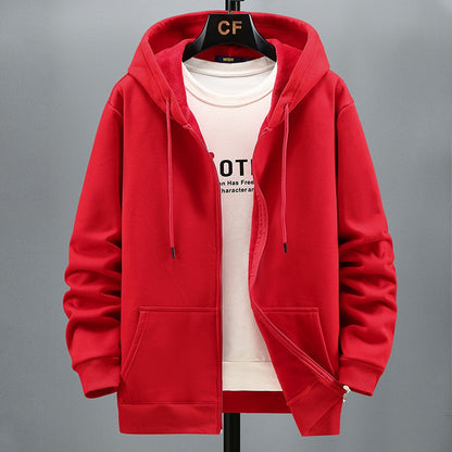 Hoodie Men Autumn Winter Fleece Hoodies Solid Color Jacket Hoodies - xinnzy