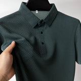 Ice Silk Breathable Business Fashion Polo Tee Shirt Hollow